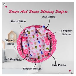 Babytoons Baby Bedding Combo Sleeping Essential Reversible Nest | Mattress with Net | Carry Bag | Sheets (Pink, 0-12 Months) image 5