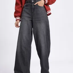 glitchez Women Classic Cuts Wide Leg Slit Jeans-image-61