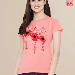Mast & Harbour Women Typography 2 Printed Applique T-shirt-image-97