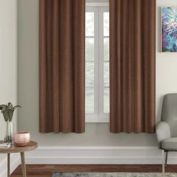 Hosta Homes Coffee Polyester 6 ft Blackout Window Curtain - Set of 2-35