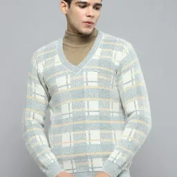 Cloak & Decker by Monte Carlo Blue Regular Fit Self Pattern Pullover-picture-16
