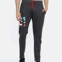 3Pin Grey Cotton Regular Fit Printed Joggers-image-93