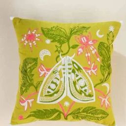 Freedom Tree Citron Green Pure Cotton Cushion Cover - 18 x 18 Inches-89