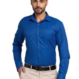 Park Avenue Blue Slim Fit Printed Shirt-image-30