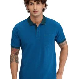 Raymond Blue Slim Fit Polo T-Shirt-image-86