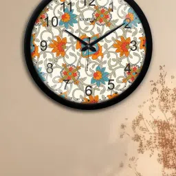Random White & Orange Colored Printed Round Shaped Wall Clock-image-51