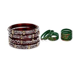 SOMIL Set of 12 Maroon Alloy Bangles-image-79