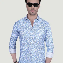 ALMATY Comfort Slim Fit Abstract Printed Spread Collar Cotton Casual Shirt-picture-4