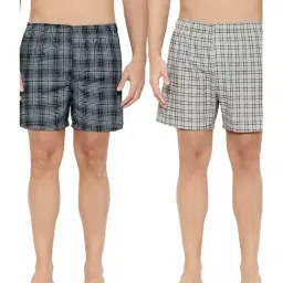 XYXX Grey Regular Fit Checks Boxers (Pack of 2)-picture-23