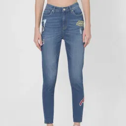 Only Medium Blue Embroidered Jeans-image-10