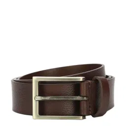 Louis Philippe Brown Leather Textured Waist Belt for Men-image-30