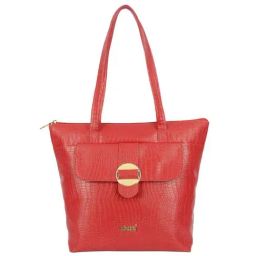 Enoki by Baggit Acto N Red Textured Medium Tote Handbag-image-7