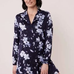 La Vie En Rose Navy Printed Night Shirt-image-30