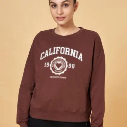 Ajile by Pantaloons Brown Cotton Printed Sports Sweatshirt-image-65
