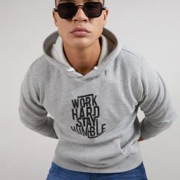 Campus Sutra Grey Cotton Regular Fit Printed Hooded Sweatshirt-image-73