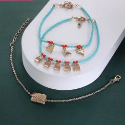 Zaveri Pearls Set of 3 Turquoise Blue Contemporary Classy Stack Bracelets-ZPFK14509-93