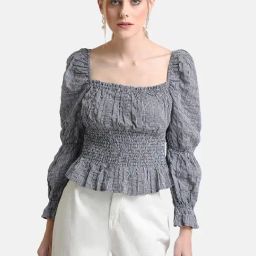 Kazo White & Black Check Top-image-35