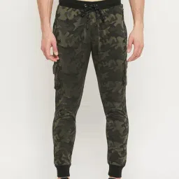 Duke Olive Green Slim Fit Camouflage Joggers-image-46