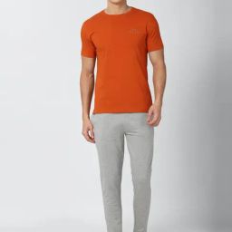 Peter England Orange Cotton Regular Fit T-Shirt & Joggers-picture-9