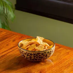ExclusiveLane Yellow & Brown Ceramic Serving Bowl - Set of 1-48