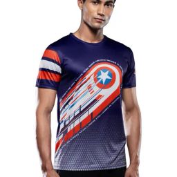 The Souled Store Dark Blue Captain America Shield Print T-Shirt-image-3