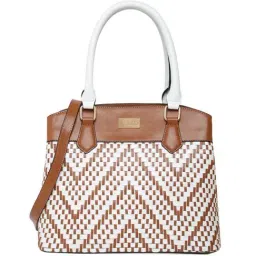 KLEIO Tan & White Textured Medium Handbag-17