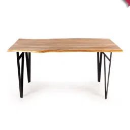 ExclusiveLane Raw Edges Beige Acacia Wood Handcrafted 6 Seater Dining Table Natural Finish-picture-32