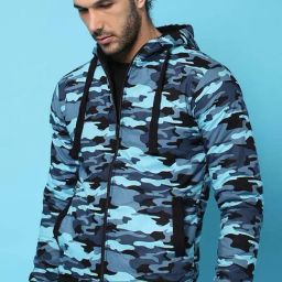 Campus Sutra Blue Cotton Regular Fit Camouflage Jacket-image-73