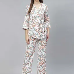 Cottinfab White Printed Crepe Co-ord Set-image-29