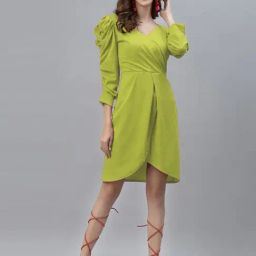 SELVIA Green A-Line Dress-image-64