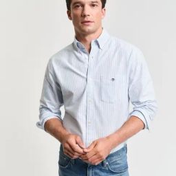 GANT Blue Regular Fit Stripes Shirt-image-14