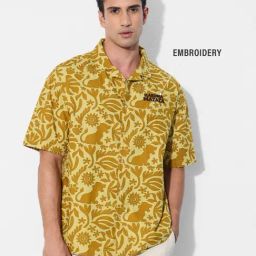 The Souled Store Yellow Cotton Loose Fit Printed Shirt-image-54