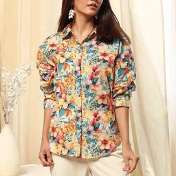 Biba Multicolored Cotton Floral Printed Shirt-image-46