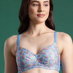 Leading Lady Blue Floral Print Full Coverage T-Shirt Bra-image-57