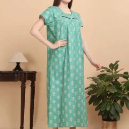 Sweet Dreams Green Cotton Printed Nighty-image-78