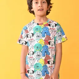 Anthrilo Boys White Summer Dogs Short Sleeve T-Shirt-image-17