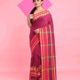 Arhi Pink Cotton Woven Saree With Unstitched Blouse-picture-26