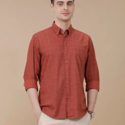 CAVALLO by Linen Club Red Linen Blend Slim fit Print casual shirts-image-52