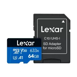 Lexar High-Performance microSDXC Memory Card 64 GB UHS-I with SD Adapter, 633x-32