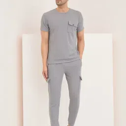 Sweet Dreams Grey Regular Fit Texture Nightwear Set-image-47