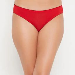 Clovia Red Cotton Regular Fit Solid Panties-image-10