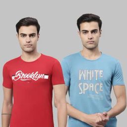 Vimal Jonney Red & Blue Printed Lounge T-Shirt - Pack of 2-image-36