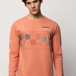 SHOWOFF Peach Slim Fit Printed Sweatshirt-image-95