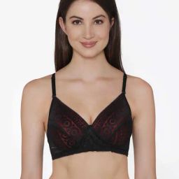 Clovia Black Lace Work T-Shirt Bra-image-24