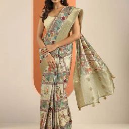 Libas Beige Woven Design Saree With Unstitched Blouse-image-37