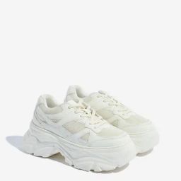 LUNA BLU by Westside White Mesh-Detailed Lace-Up Sneakers-image-75