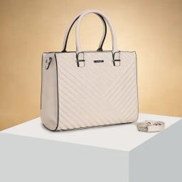 Forever Glam by Pantaloons Off White Textured Medium Satchel-picture-8