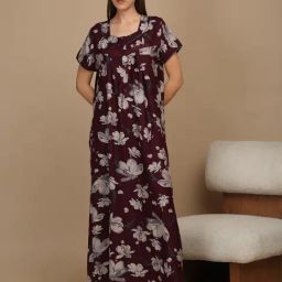 Sweet Dreams Maroon Regular Fit Printed Nighty-picture-18