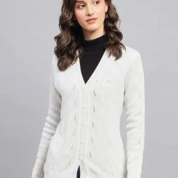 Monte Carlo Off White Self Design Cardigan-picture-29