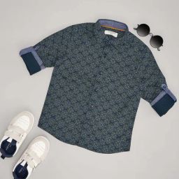 Pantaloons Junior Boys Insignia Green Cotton Printed Full Sleeves Shirts-image-58